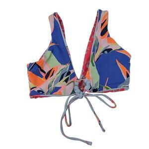 Maaji Printed Front Tie Reversible Bikini Top Size XS Tropical Beach Island Girl